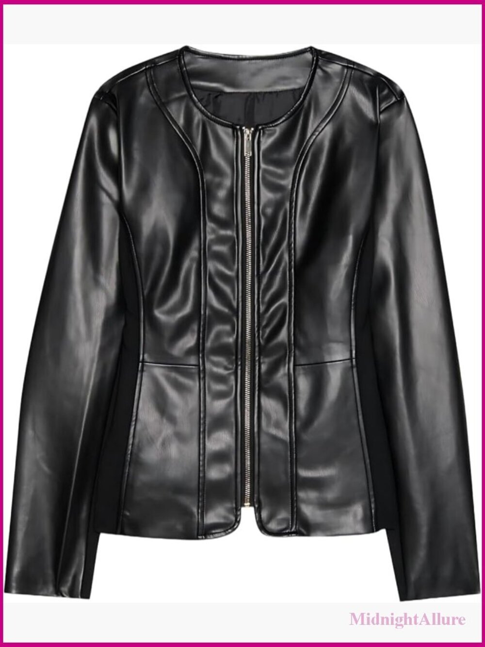 Faux Leather Jacket Faux Leather Jacket, Zip Front, Long Sleeve, Slim Fit
